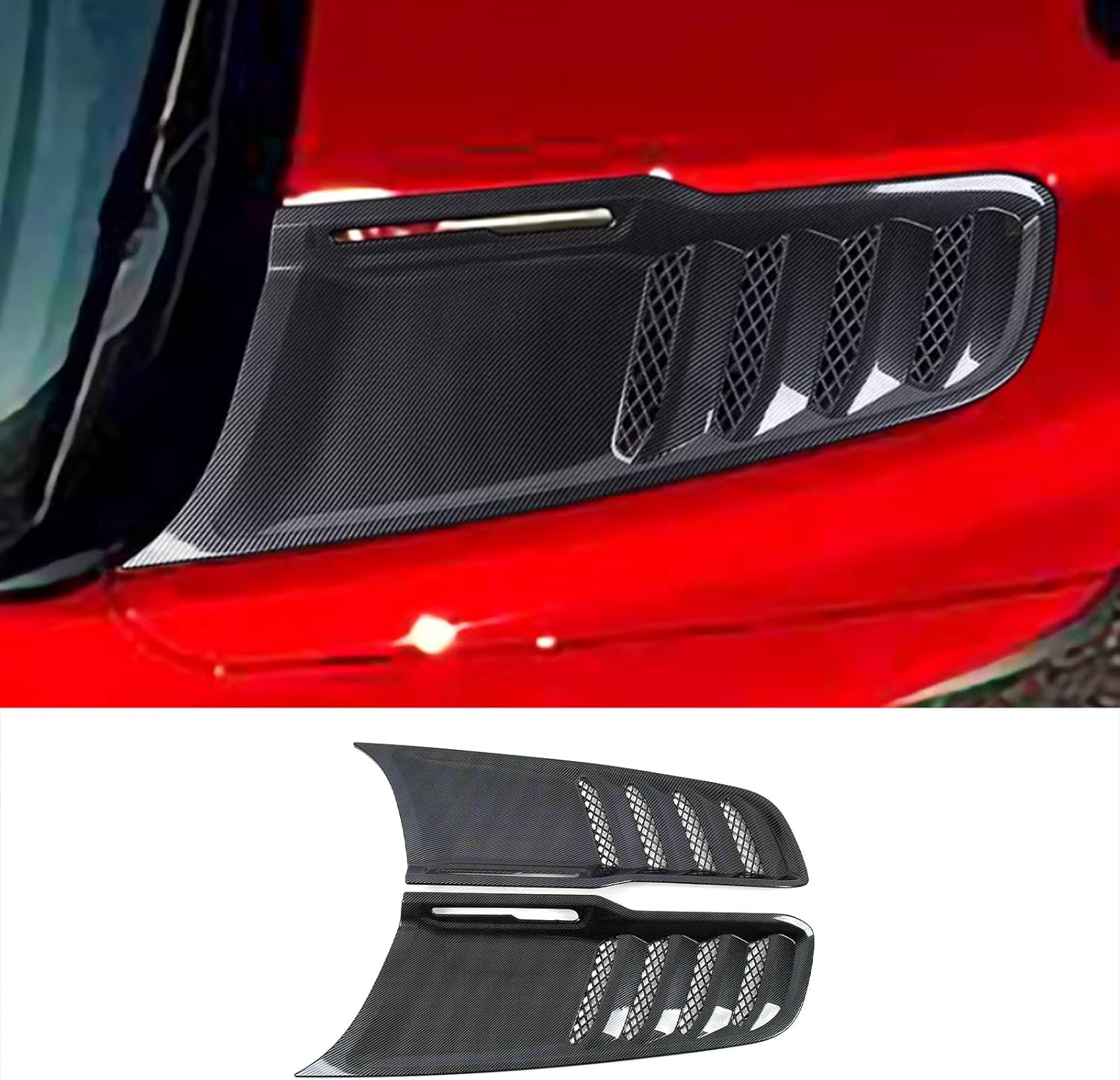 Car Accessories Fit For Dodge Ram 1500 TRX RHO Pickup Truck 2019 2020 2021 2022 2023 Front Hood Scoop Intake Vent Bonnet Cover Trim (Glossy Carbon Fiber) ABS 2PCS