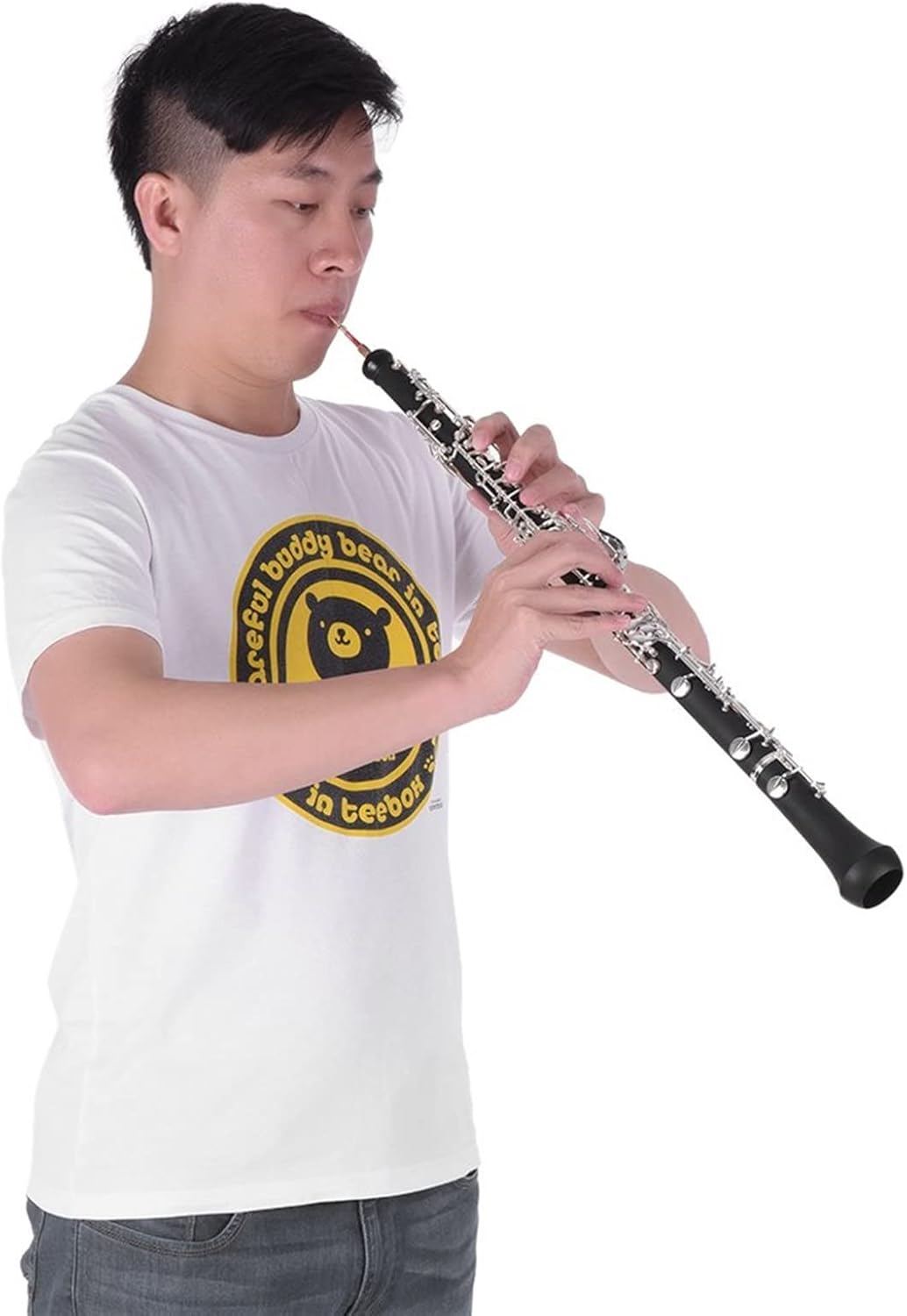 ZUZU Professional C Key Oboe Semi-Automatic Style Silver Plated Keys Woodwind Instrument with Reed Leather Case Carrying Bag Oboe Parts