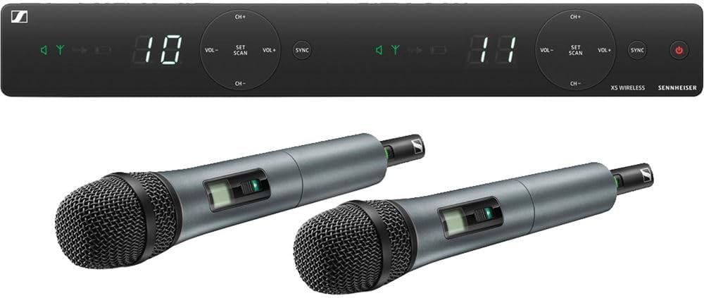 Sennheiser XSW 1-825 Dual-Vocal Set | Two 825 Handheld Microphones Bundled with 2 x Microphone Windscreen + 2 XLR Cables + Cleaning Cloth (6 Items)