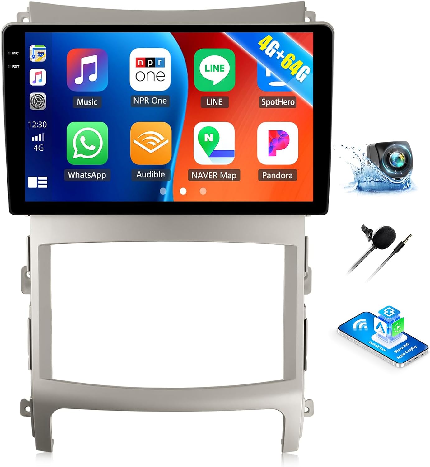 4G+64G Car Radio for Hyundai Veracruz 2007-2013 Android 13 Replacement Upgrade Stereo with CarPlay Android Auto 9 Inch Touch Screen Head Unit with Backup Camera Mic