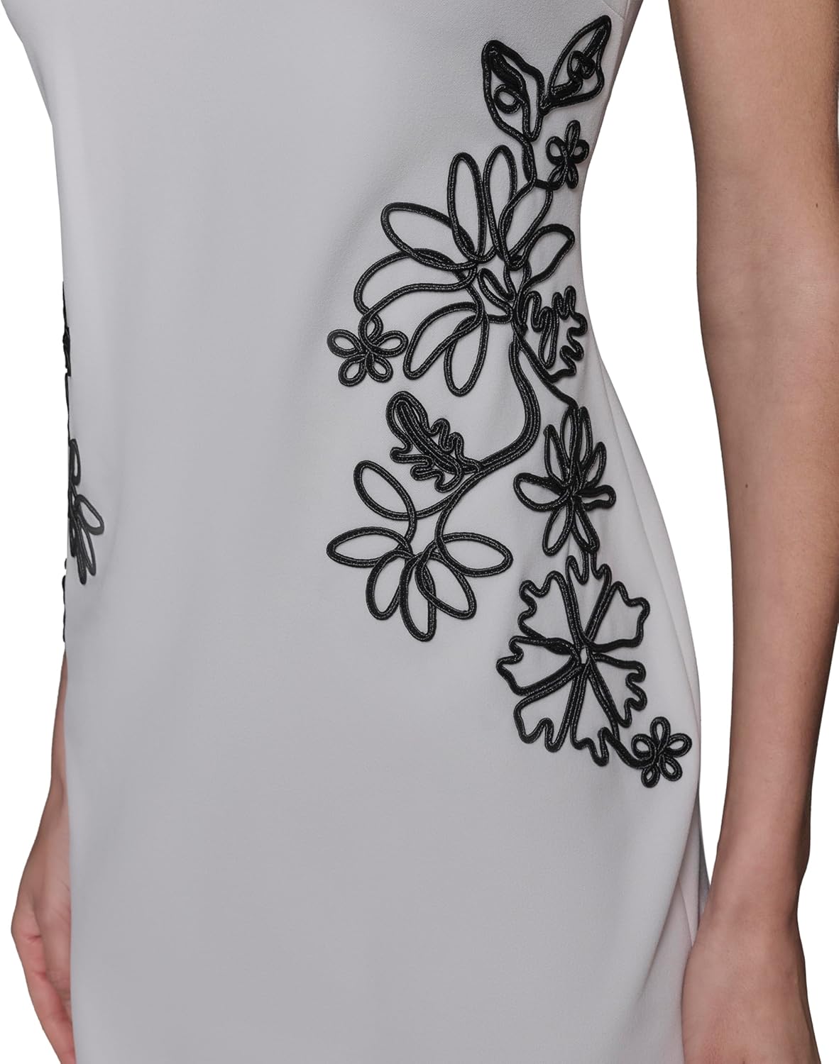 KARL LAGERFELD Womens Short Sleeve Crew Neck Scuba Crepe Midi Dress