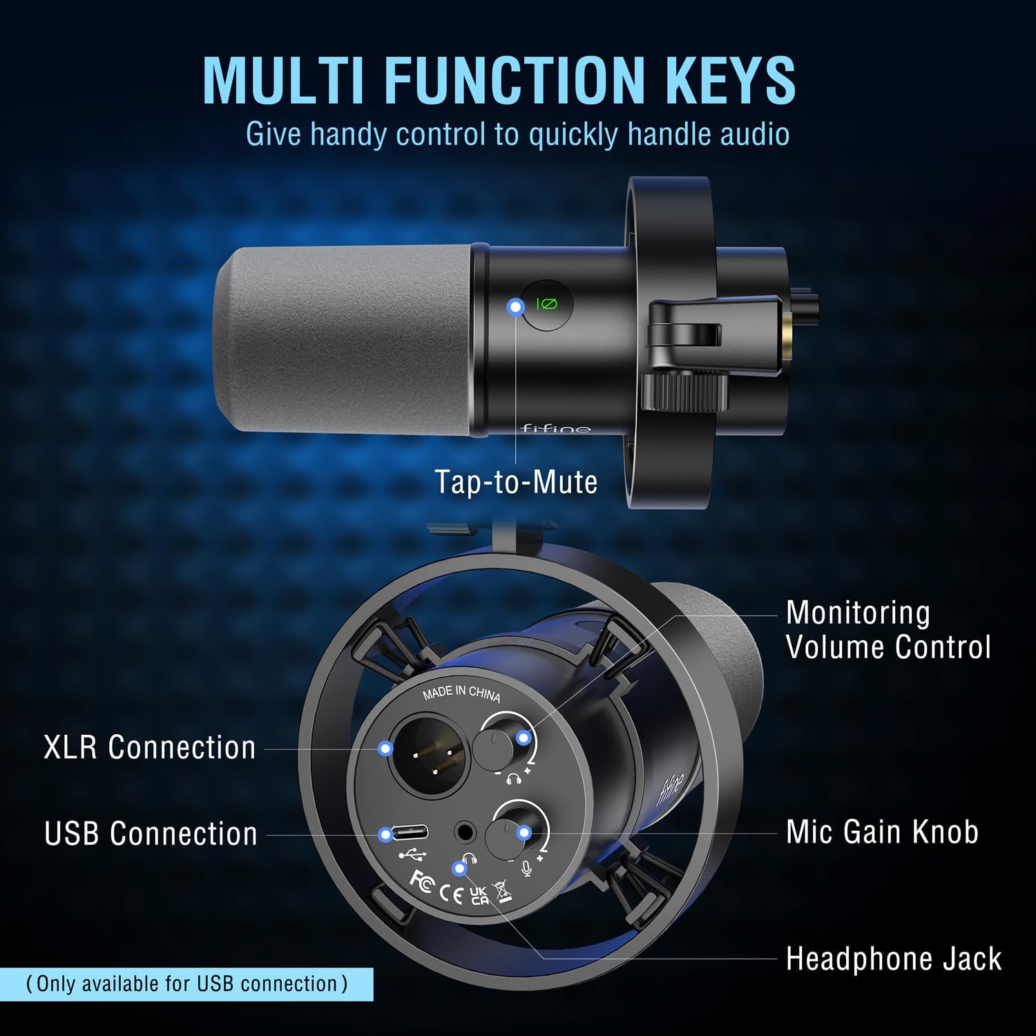 FIFINE Gaming Audio Mixer and XLR/USB Dynamic Microphone Bundle, Streaming 4-Channel RGB Mixer with XLR Microphone Interface,48V Phantom Power for Game, Voice, Podcast, Recording, YouTube (SC3+K688)