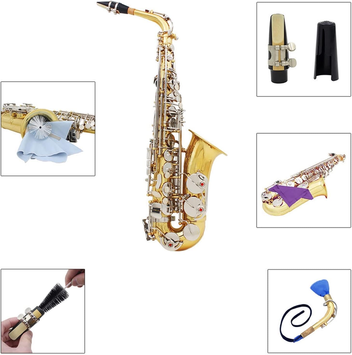 Alto Saxophone Alto Sax Glossy Brass Engraved EB E-Flat Wind Instrument
