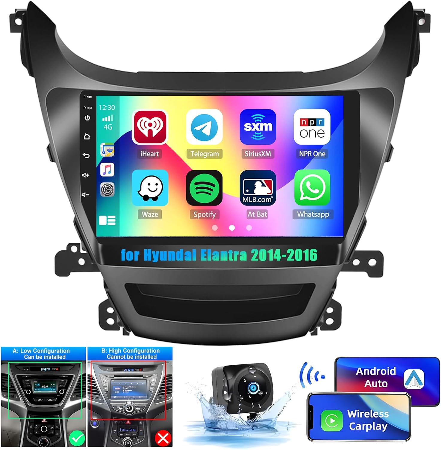 [8 Core 6+128GB] Android 15 Car Radio for Hyundai Elantra 2014-2016 with Carplay Android Auto, 9