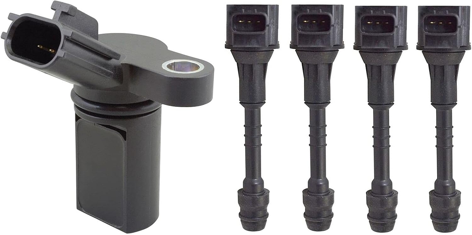Replacement Engine Camshaft Position Sensor and 4 Ignition Coils Kit fits Sentra 1.8 L4