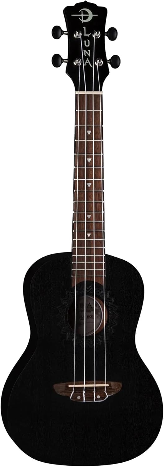 Luna Vintage Mahogany Concert Ukulele, Black Satin