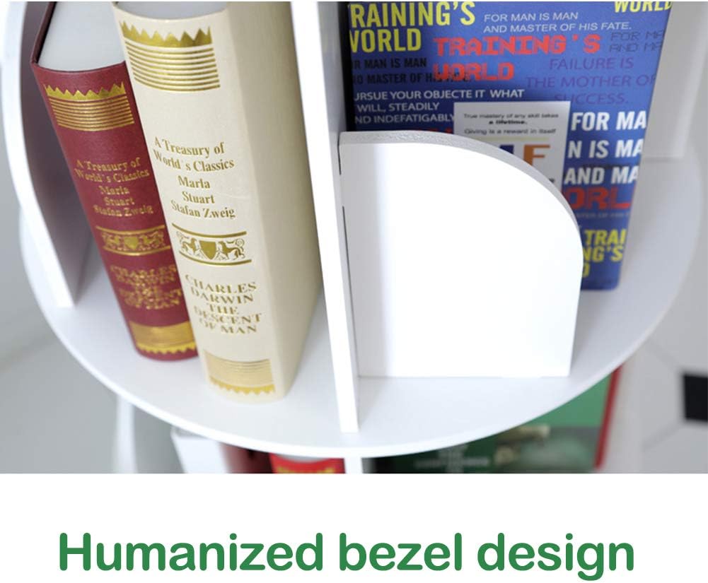 360° Rotating Bookshelf,Modern Floor-Standing Bookcases for Small Spaces, Multifunctional Display Organizer Assemble Easily(White) (46x46x65cm(18x18x26inch))