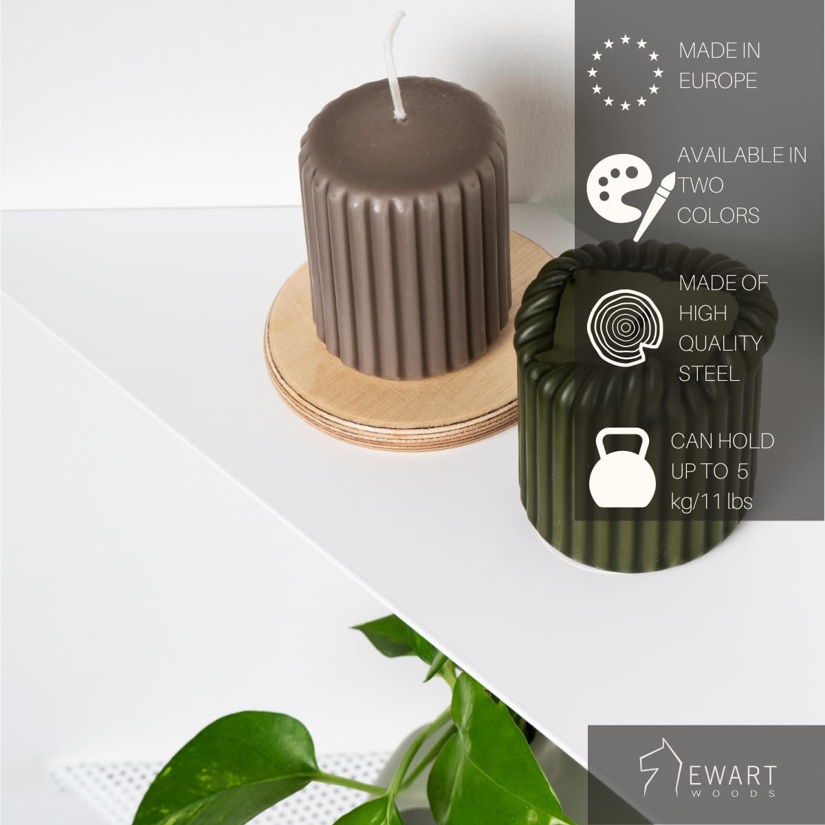 EWART WOODS Metal Corner Shelves for Bathroom, Wall Mount White Plant Shelf, Small Black Corner Shelving, Geometric Wall Rack, Shower Shelving(Set of 2)