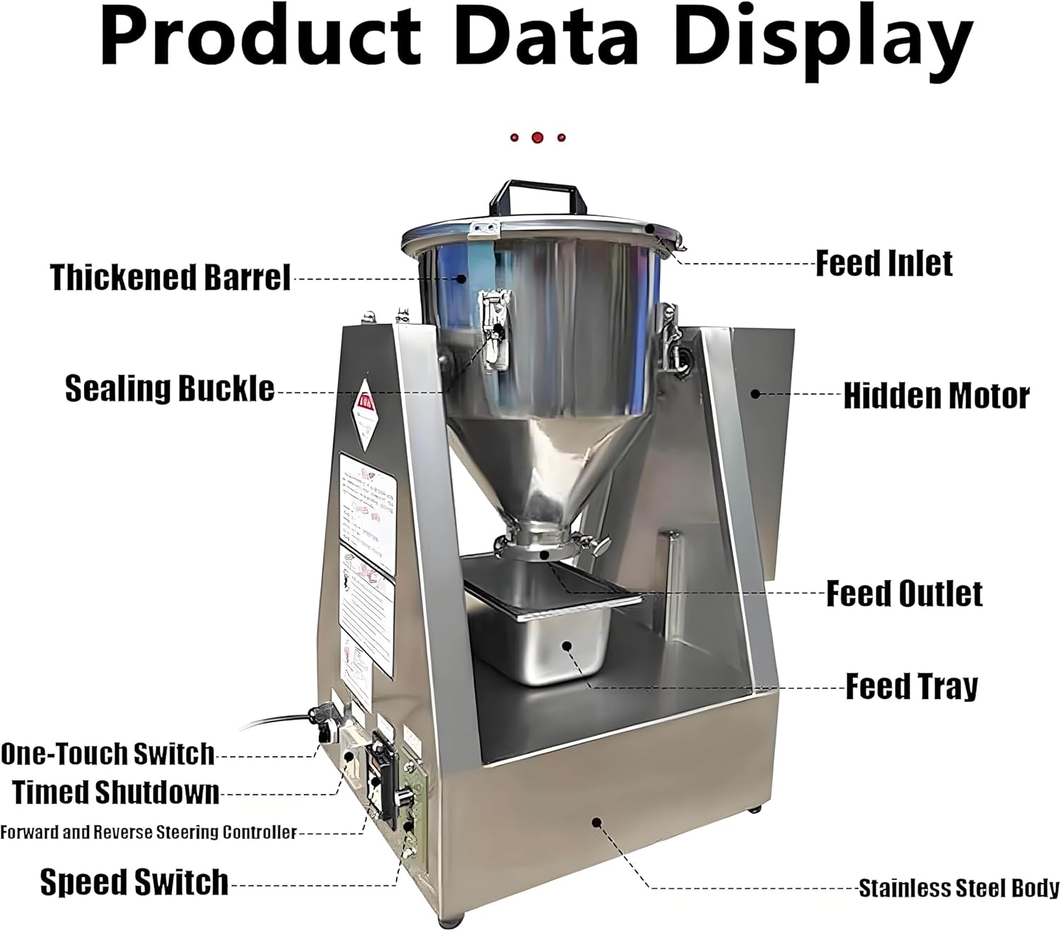 Lab Dry Powder Mixer Mixing Machine,Pharmaceutical Powder Mixing Machine, Chemical Powder Blending Machine, 304 Stainless PowderBlenderLab Dry Dough Powder DrumMixer 20L