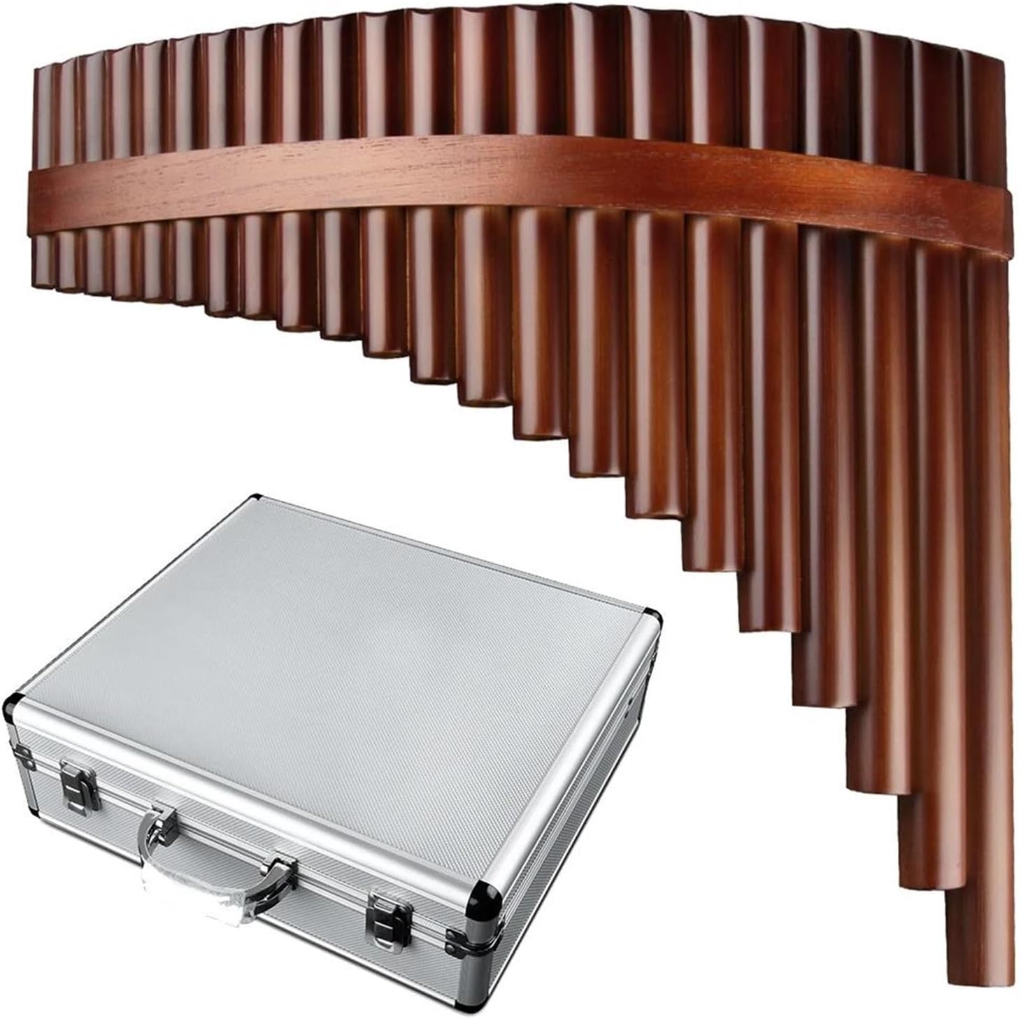 Traditional Wind Musical Instrument Pan Flute 25 Pipes G Key Woodwind (Color : Left add box)