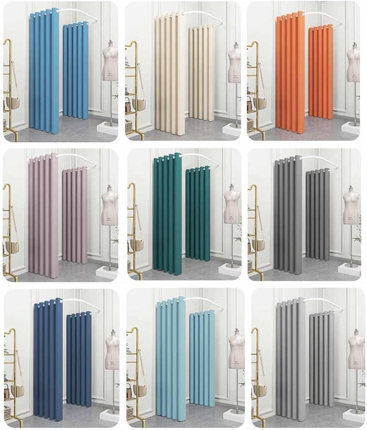 Wall Mount Temporary Fitting Room U-Shaped Portable Changing Room Privacy Protection for Mall Show Backstage(Grey,80cm/31.5inch)