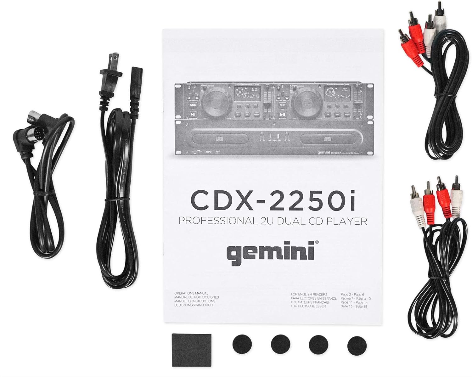 Gemini CDX-2250i Pro DJ Dual Two Deck Rack Mount CD/MP3 Media Player w/ USB Bundle with Rockville RRB40 4U Rack Bag Double-Sided Case with 12