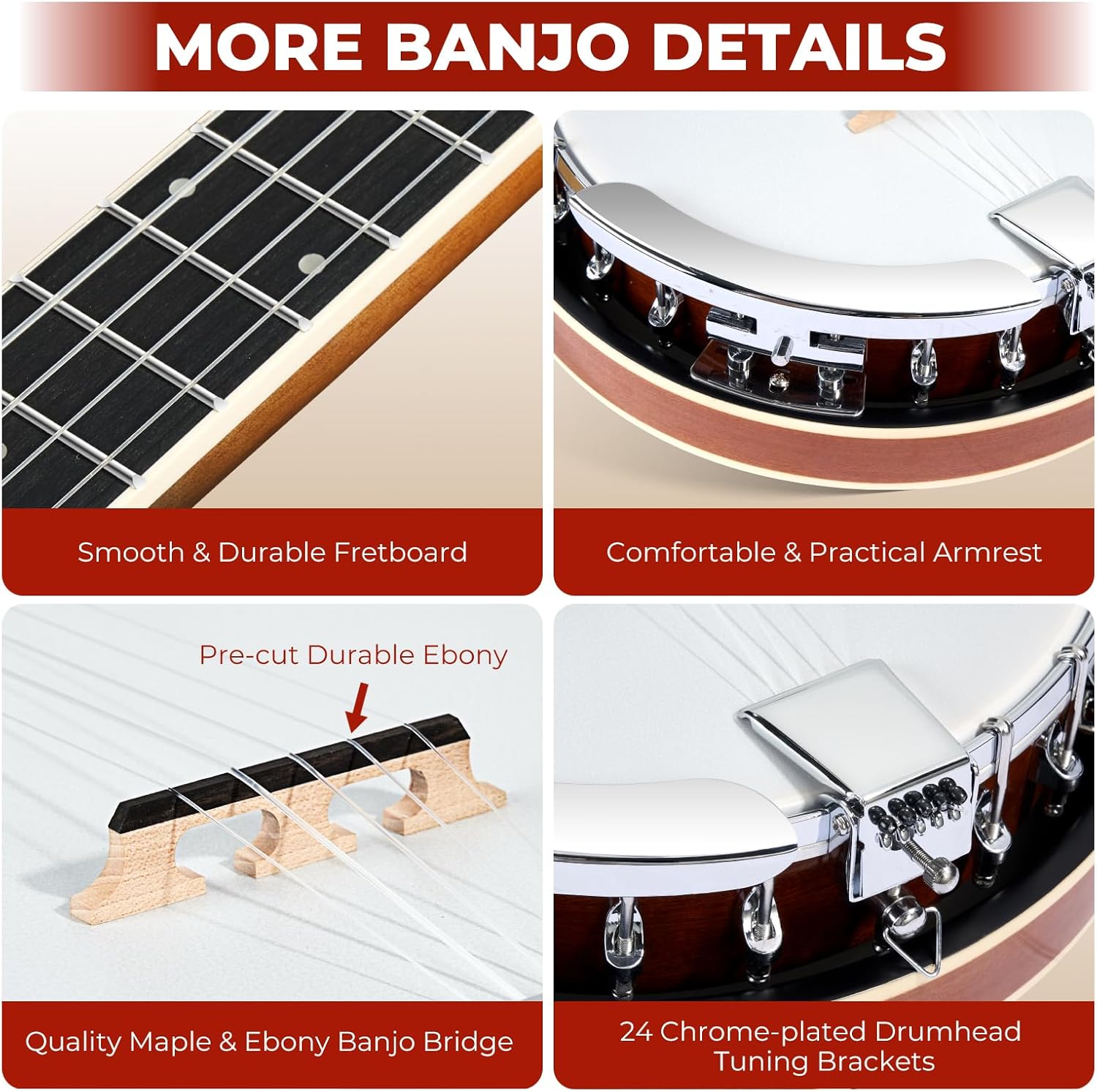 Vangoa Purple Violin 4/4 Size + 38inch 5 String Banjo Music Ultimate Bundle for Beginners Teenagers and Adults - Complete Starter Kits with Full Accessories - Ideal Musical Gift Bundle