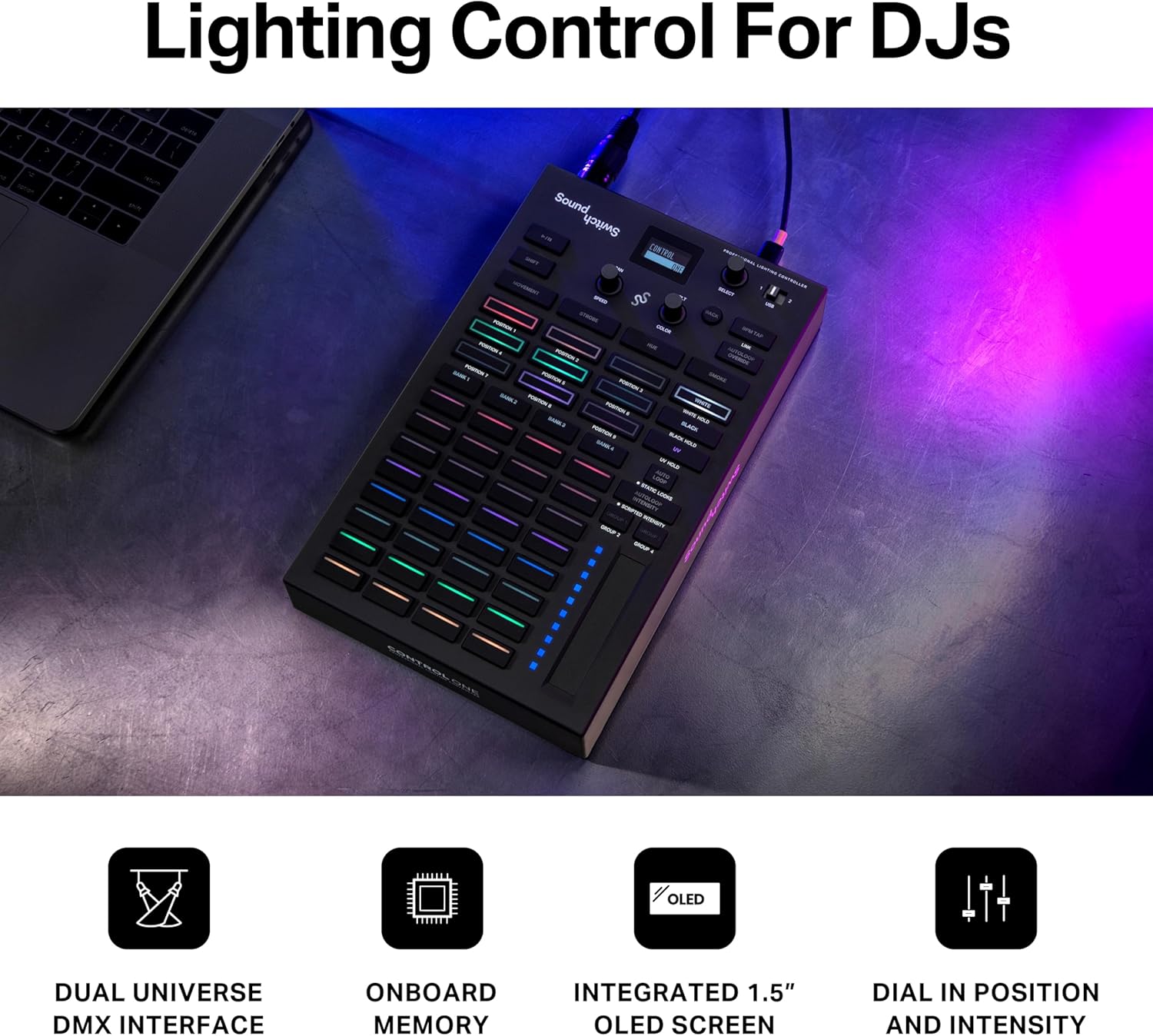 SoundSwitch Control One - Professional DMX DJ Lighting Controller with 3 Months SoundSwitch Software Access and DMX Lights and Phillips Hue Support