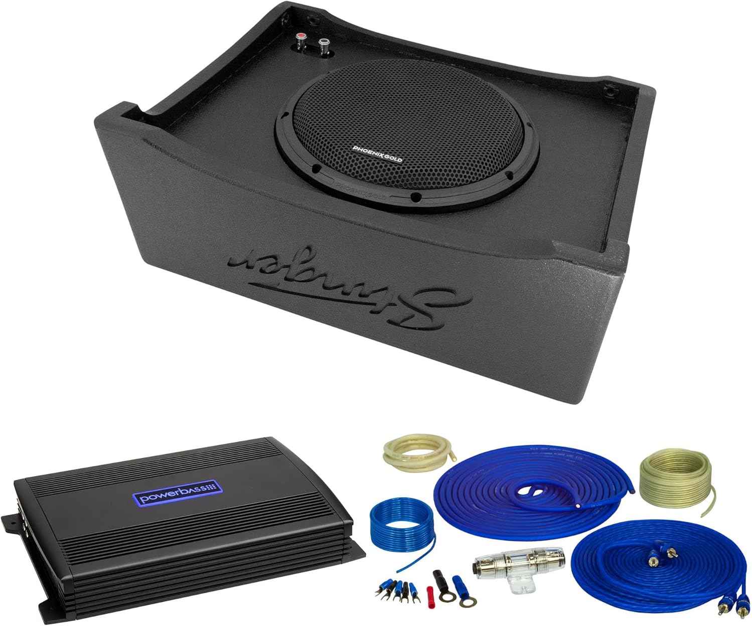 Stinger TXTRB10 Loaded Underseat 10-inch Subwoofer Enclosure with ASA3 400.1 Mono Amplifier and Wiring Kit