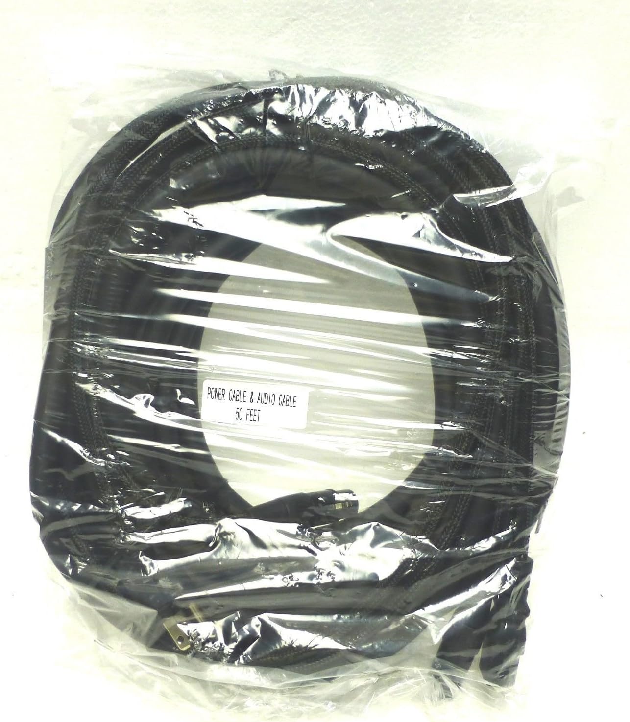 Lase 50 Ft / 15.2M Siamese Cable AC Power & XLR Audio Cable for Power Speakers