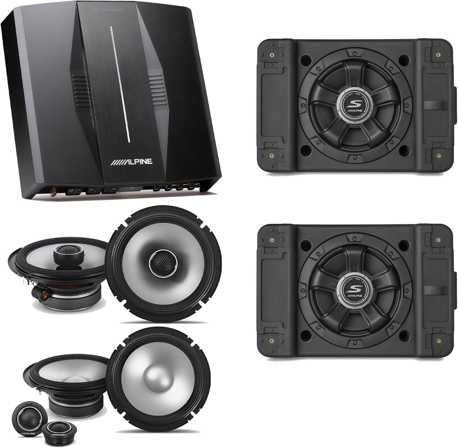 Alpine PXE-C80-88 OPTIM8 8-Channel Hi-Res DSP Amplifier w/ (2) SS-SB10 Subwoofer, S2-S65C 6.5