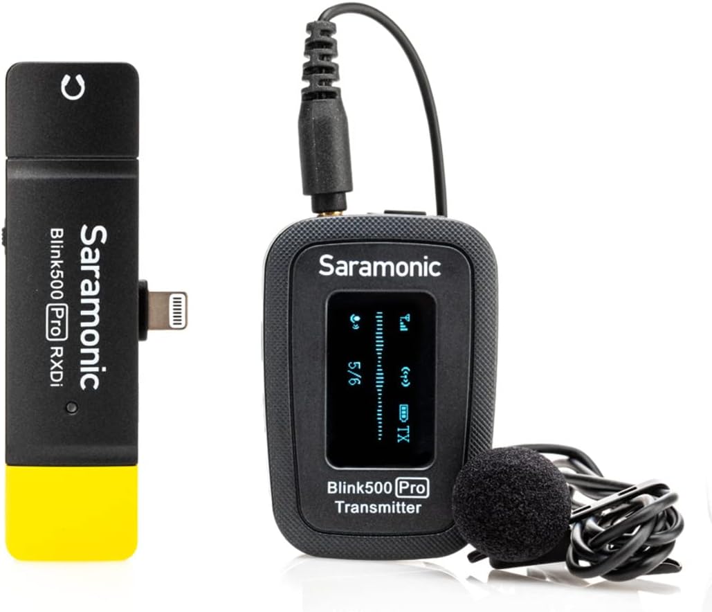 Saramonic Advanced 2.4GHz Wireless Clip-On Microphone System with Lavalier & Dual-Channel Lightning Receiver for Apple iPhone & iPad (BLINK500PROB3)