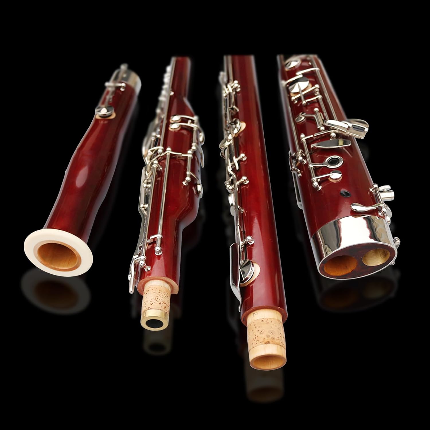 Yinfente Bassoon Maple Wooded Bassoon C Key 26 Keys Silver plated Woodwind Instrument with Case Accessories