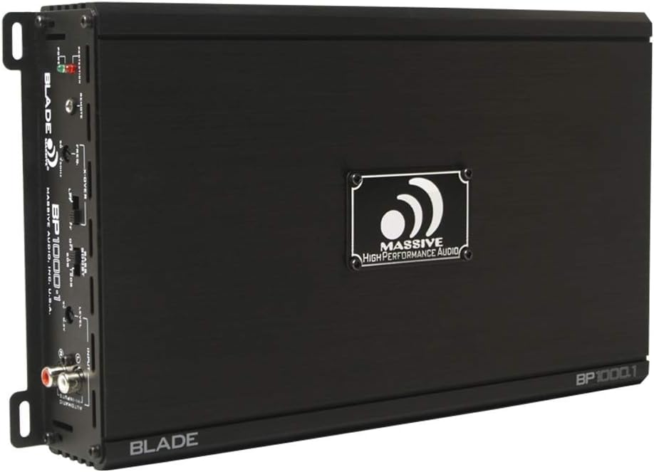 Massive Audio BP1000.1 V2 Blade Series. 1000 Watts, 2 Ohm Stable, Class A/B Monoblock Car Amplifier with Bass Boost.