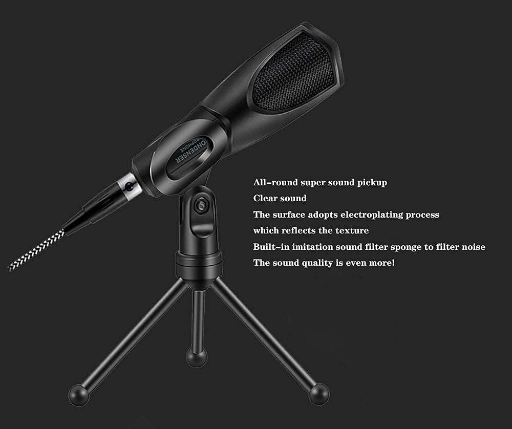 USB Streaming Podcast Computer Microphone, Computer Microphone Studio Cardioid Condenser Set with Desktop Stand, Black