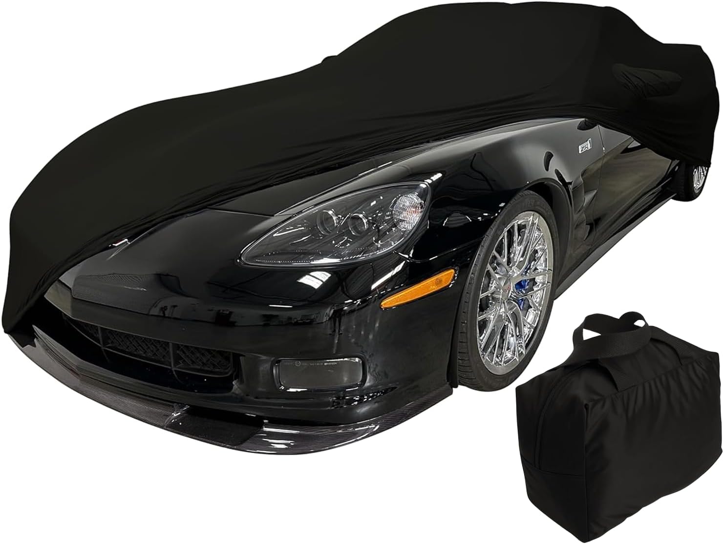 C6 Corvette Indoor Car Cover - Custom Fit Ultraguard Stretch Satin - Dust Proof Full Cover - The Ultimate High End Fit for 2005-2013 Base, Grand Sport, ZR1, Z06 Corvettes (Black)