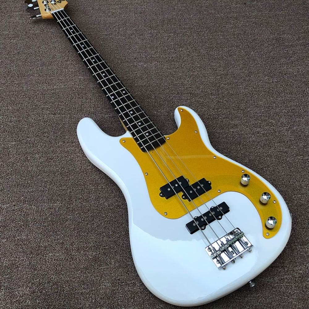 4 String Electric Bass Guitar White Paint and Golden Bass Guitar Acoustic Steel String Guitars Acoustic Guitars