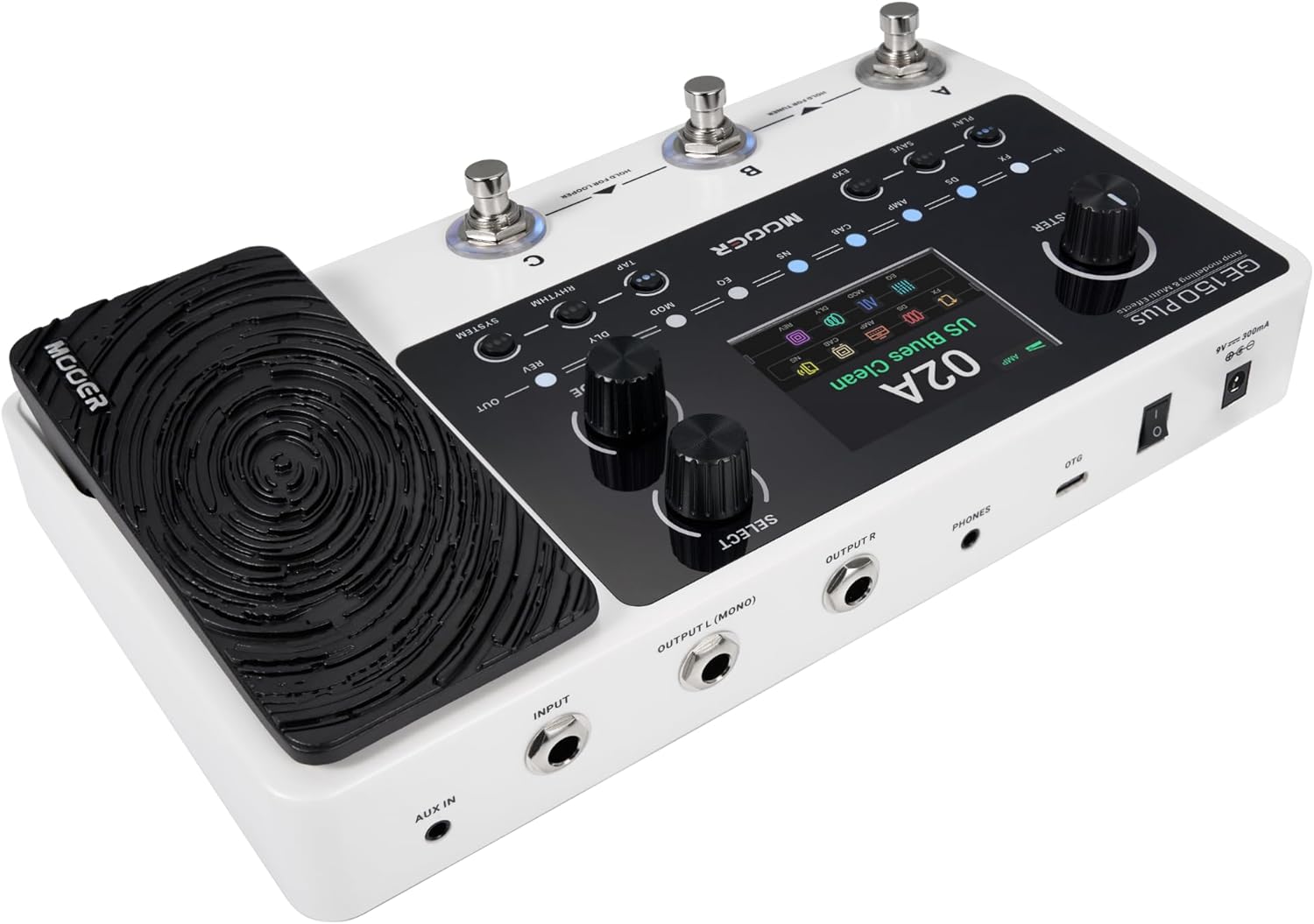 MOOER GE150 Plus New Compact Guitar Pedals Multi Effects Processor Preamp Cab Sim 3rd IR Loader Reverb Dealy Spill Over Funtion,Looper Drum, Tap Tempo, Expression Pedal