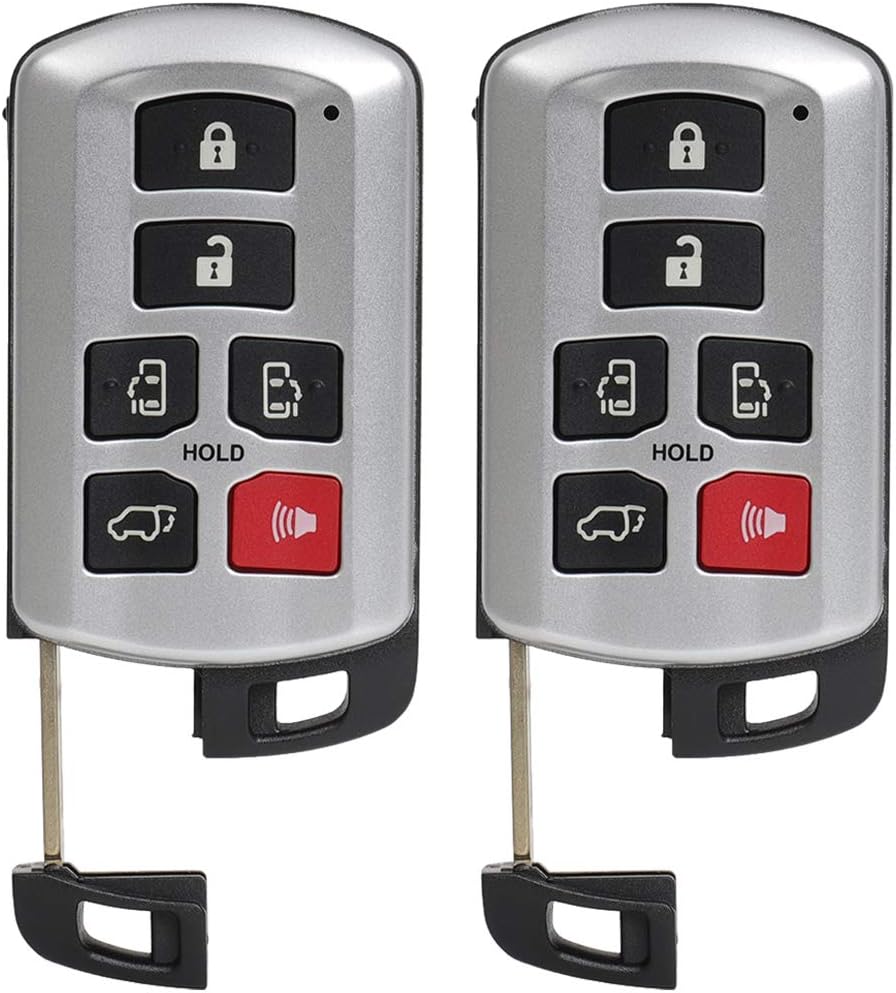 SCITOO Keyless Entry Remote Key Fob Replacement for 6 Buttons Uncut Car Key for Toyota Sienna 2011-2019 2pcs FCC HYQ14ADR 314.3MHz