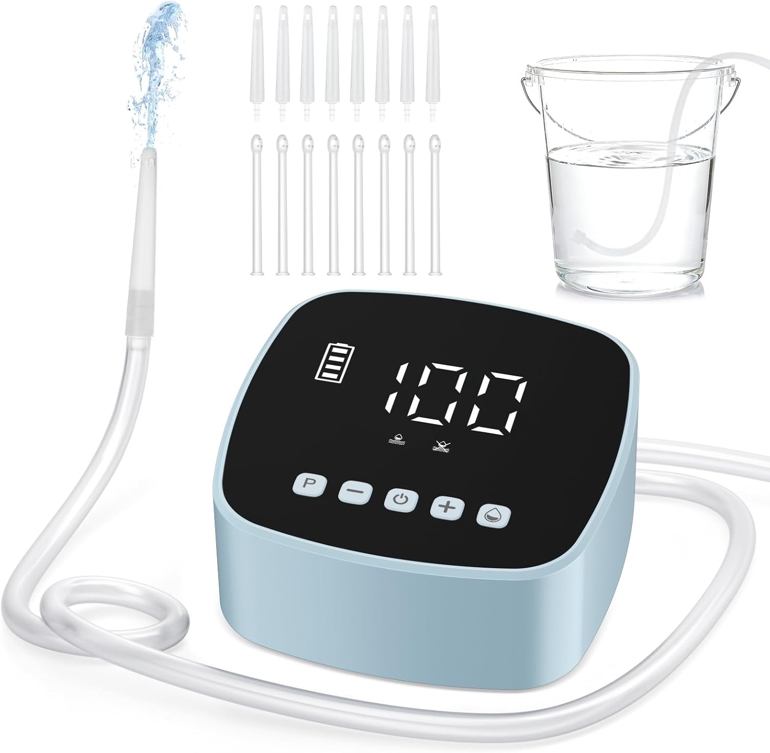 Electric Enema Kit, Enemas for Colon Cleanse for Women and Men, 1-100 Levels Water Flow Speed Control with LCD Display, Water & Coffee Enema for Colon Detox Cleanse - 16 Tips, External Water Supply