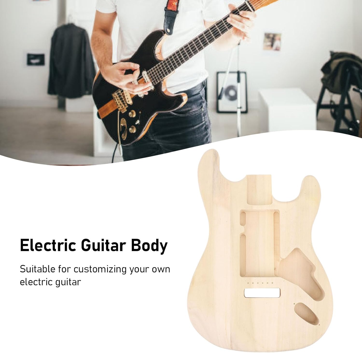 LiebeWH Electric Guitar Body Maple Wood Bass Guitar Body Unfinished Replacement DIY Accessory for Maker