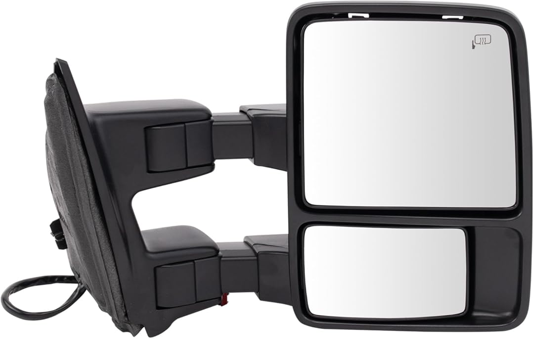 TRQ Passenger Side Power Heated Memory Mirror Chrome and Black Covers Compatible with 2008 Ford F-250 Super Duty F-350 Super Duty FO1321428