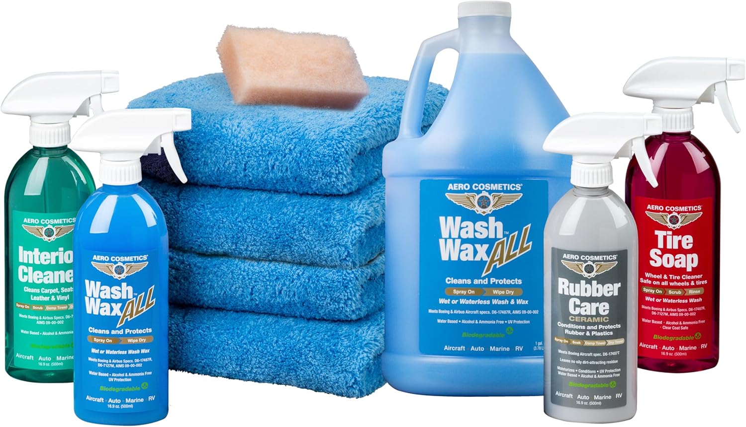 Wet or Waterless Car Wash Wax Kit 192 oz Aircraft Quality for your Car, RV, Boat, Motorcycle. Exterior & Interior. Spray on, Wipe Dry Detailer. Use Anywhere & Anytime (Complete Premium Kit)