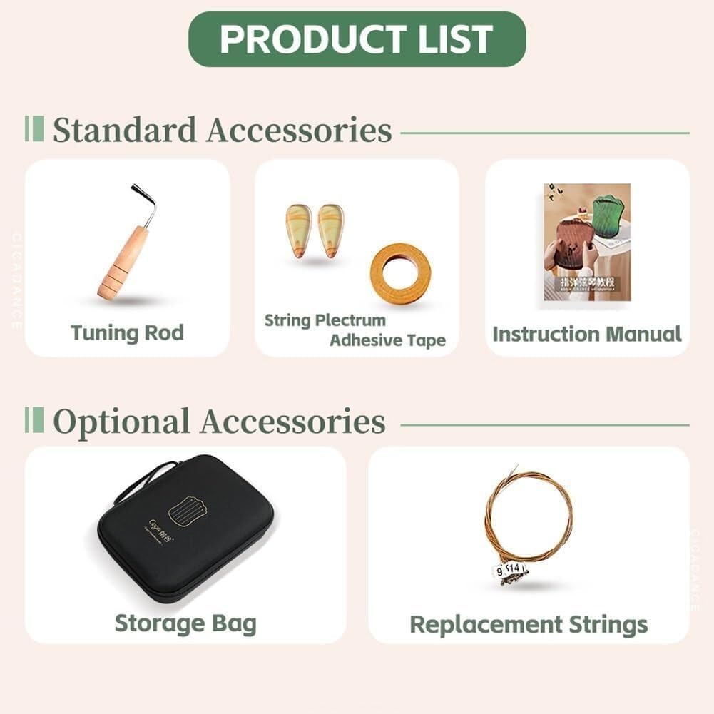 21 Metal Strings Thumb Harp with Tuning Wrench, Spare Strings and EVA Bag,Lyre Harp, Fingerpicking String Instrument (Color:Default)