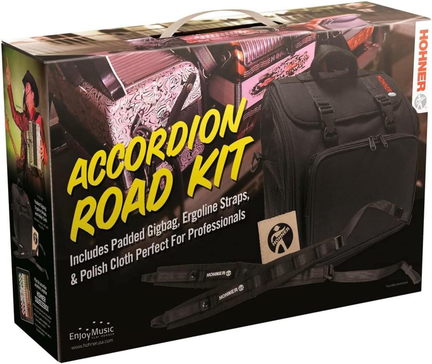 Hohner Panther Diatonic Accordion - Keys F/Bb/Eb Bundle with Hohner Accordion Road Kit and Austin Bazaar Polishing Cloth