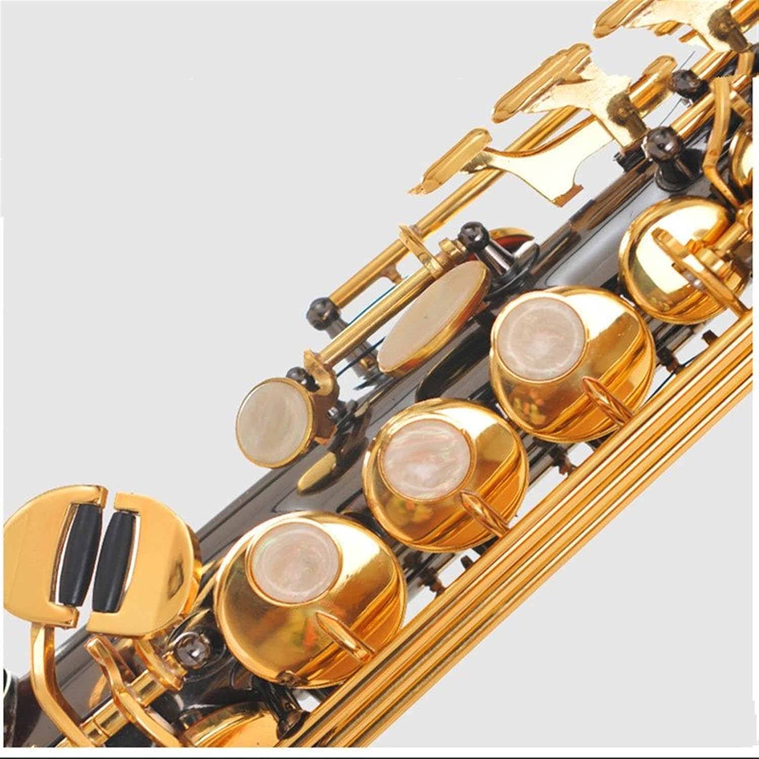 KESHUO Saxophone Black Nickel Gold Integrated Pipe B Flat Saxophone Wind Instrument for Beginners Brass Sax Beginners Kit