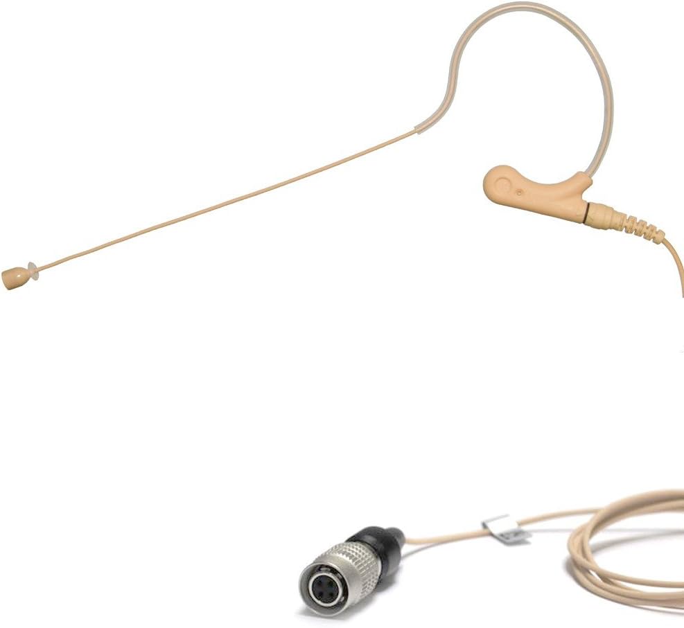 U-Voice UVS70DTF H4P Detachable Mini Headset Microphone with Detachable Frame for Audio Technica (Tan Color)