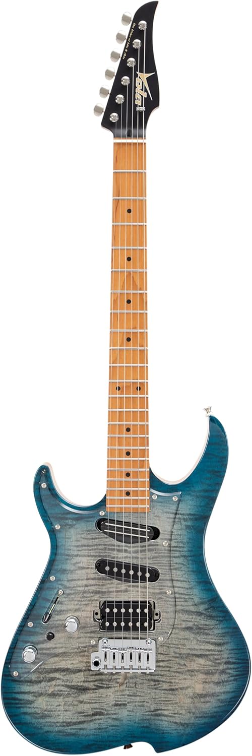 Vola Electric Guitar OZ RV TNC LH Aqua Burst Gloss Handmade in Japan MIJ Solid Flame Maple Top Roasted Maple Neck Stainless Steel Frets Gotoh Bridge Gotoh Locking Tuner 6 Strings Modern C Neck