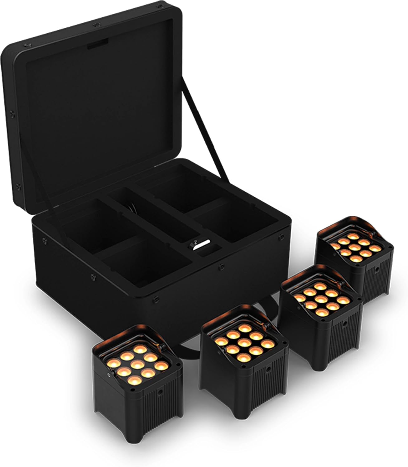 Freedom Par Q9 X4 Complete Up-Lighting Kit with a protective carry bag
