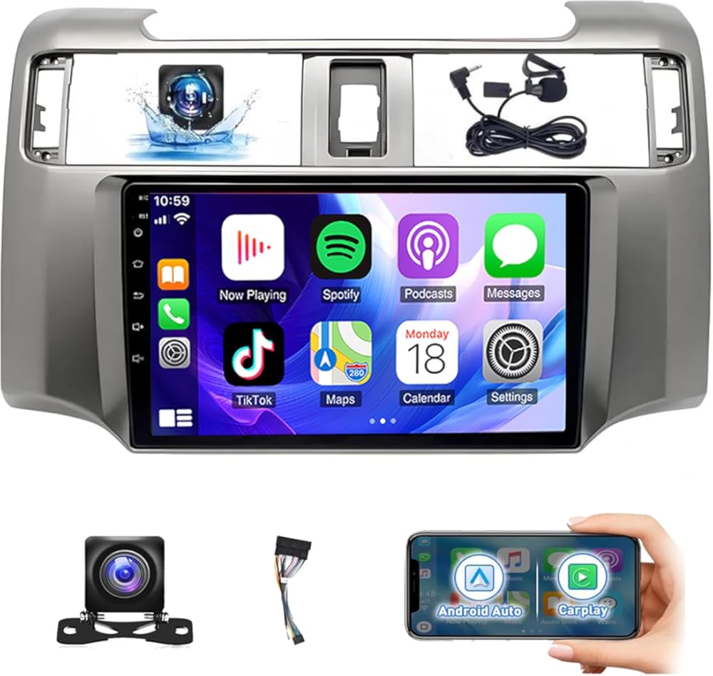Car Stereo for Toyota 4Runner 2009-2019,9'' Touch Screen Car Radio with Wireless Carplay Android Auto,2G+32G Carplay Stereo Screen Support GPS Bluetooth FM Backup Camera SWC HiFi Audio
