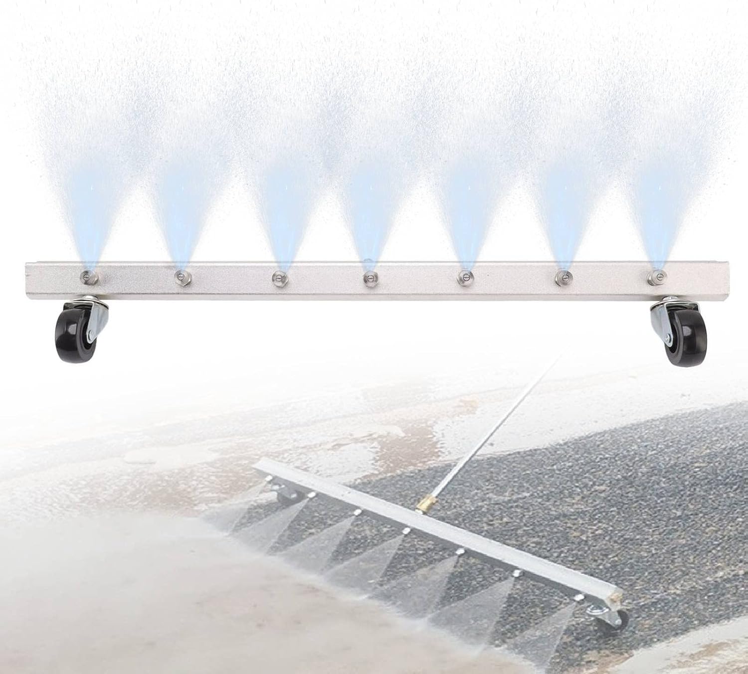 Pressure Washer, 25.59 Undercarriage Cleaner Water Broom, 7 Nozzles Pressure Washer Broom, Cleaner with Quick Connector, Suitable for Courtyards, 4000 PSI