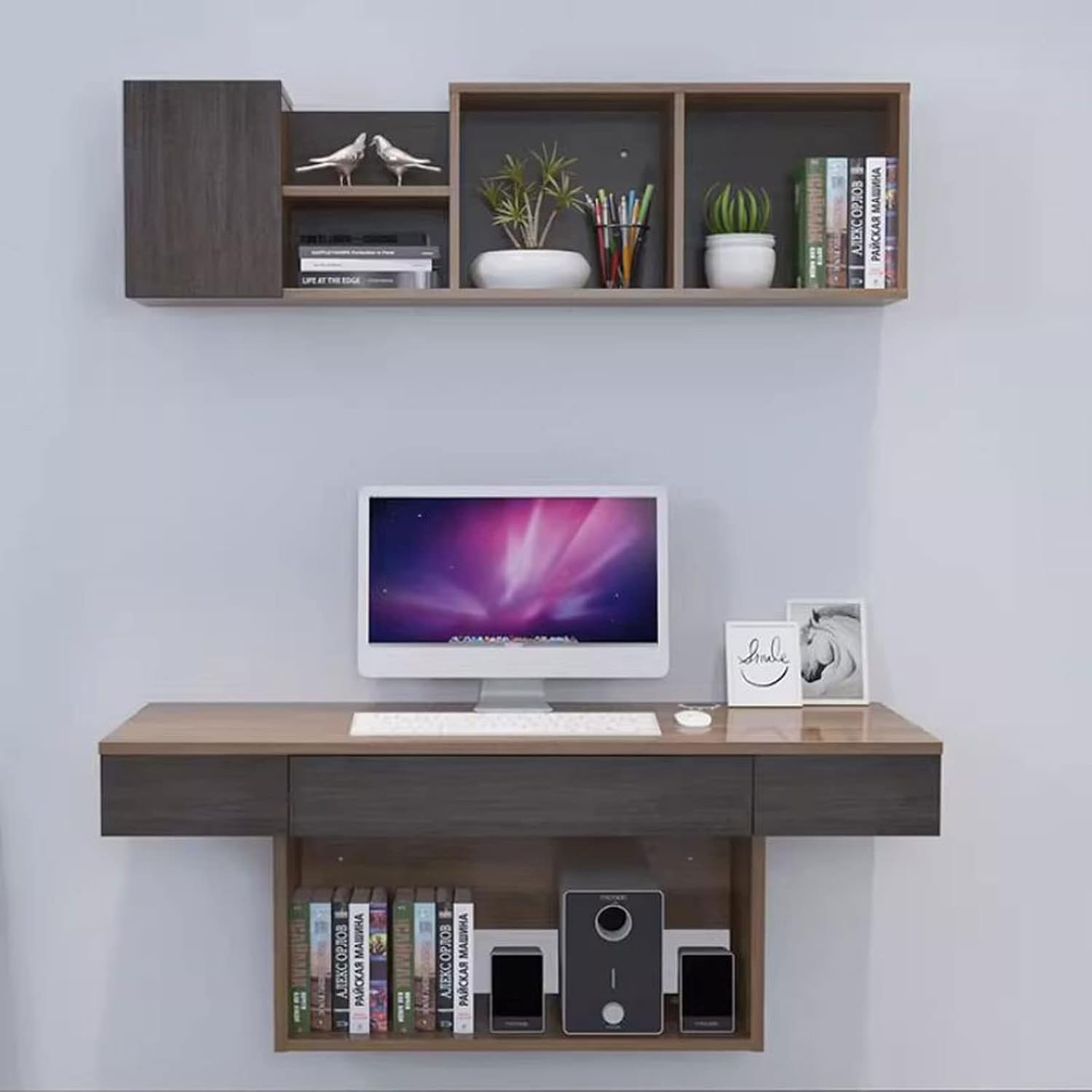 Computer Desk Wall Mounted TV Cabinet Floating Shelf Wall Shelf Bedroom Living Room Office Study Table Reading Desk TV Stand Multimedia Shelf Mobile Shelf Gaming Shelf Wall Mount Corner Shelves