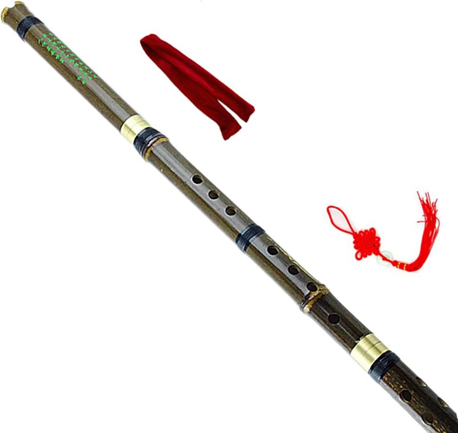 TSTS Chinese Bamboo Flute Chinese Bamboo Flauta Xiao Vertical Wind Musical Instruments 8 Holes G/F Key Dizi with Accessories (Color : F Key)