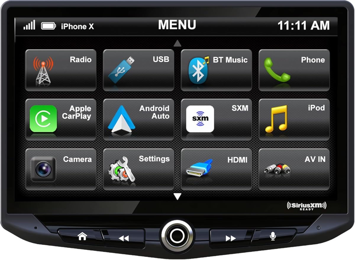 STINGER HEIGH10 10” Universal Multimedia Car Stereo Head Unit, Apple CarPlay, Android Auto, SiriusXM Ready, Bluetooth, GPS Navigation, TOSLINK Audio Output & HDMI Input (UN1810)