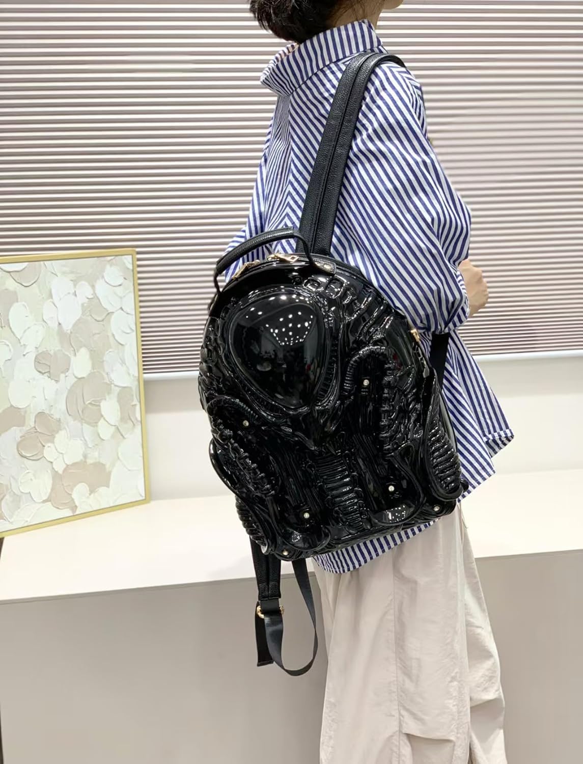 Men Goth Bag Alien Y2K Backpack Xenomorph Costume for Women Outdoor (black)