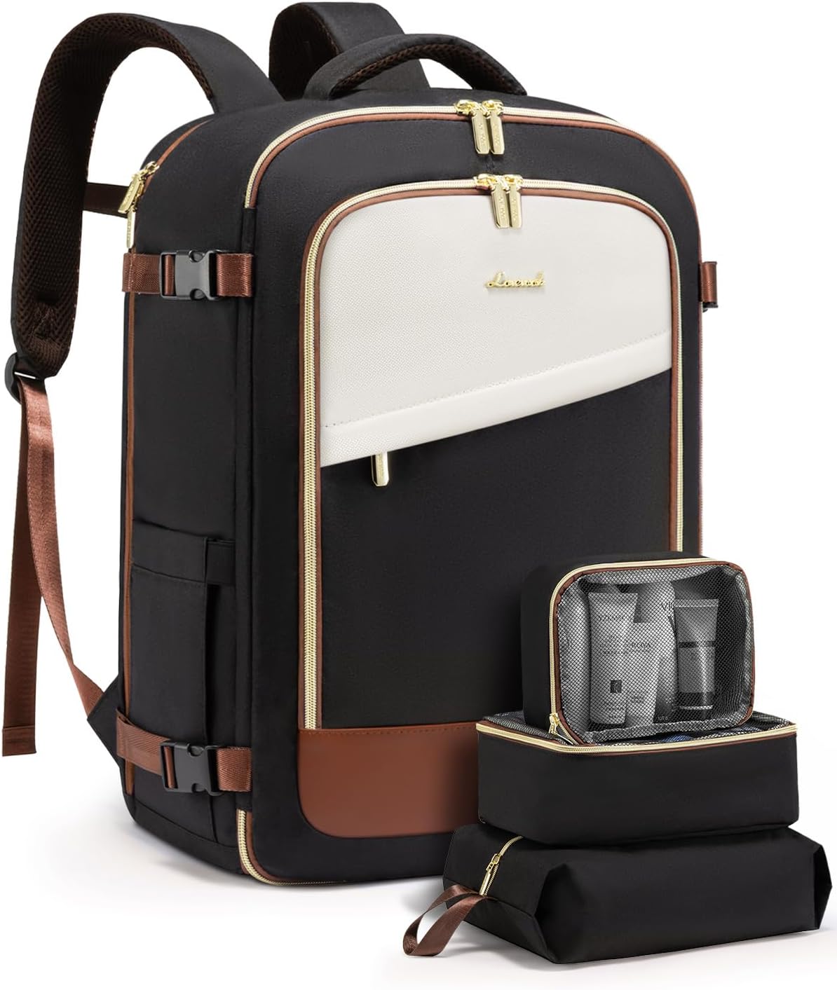 LOVEVOOK Travel Backpack for Women, 50L Carry On Backpack Flight Approved, Large Suitcase Bag for Travel Fits 18.5 inch Laptop, TSA Approved Luggage with 3 Packing Cubes,Waterproof Weekend Backpacks