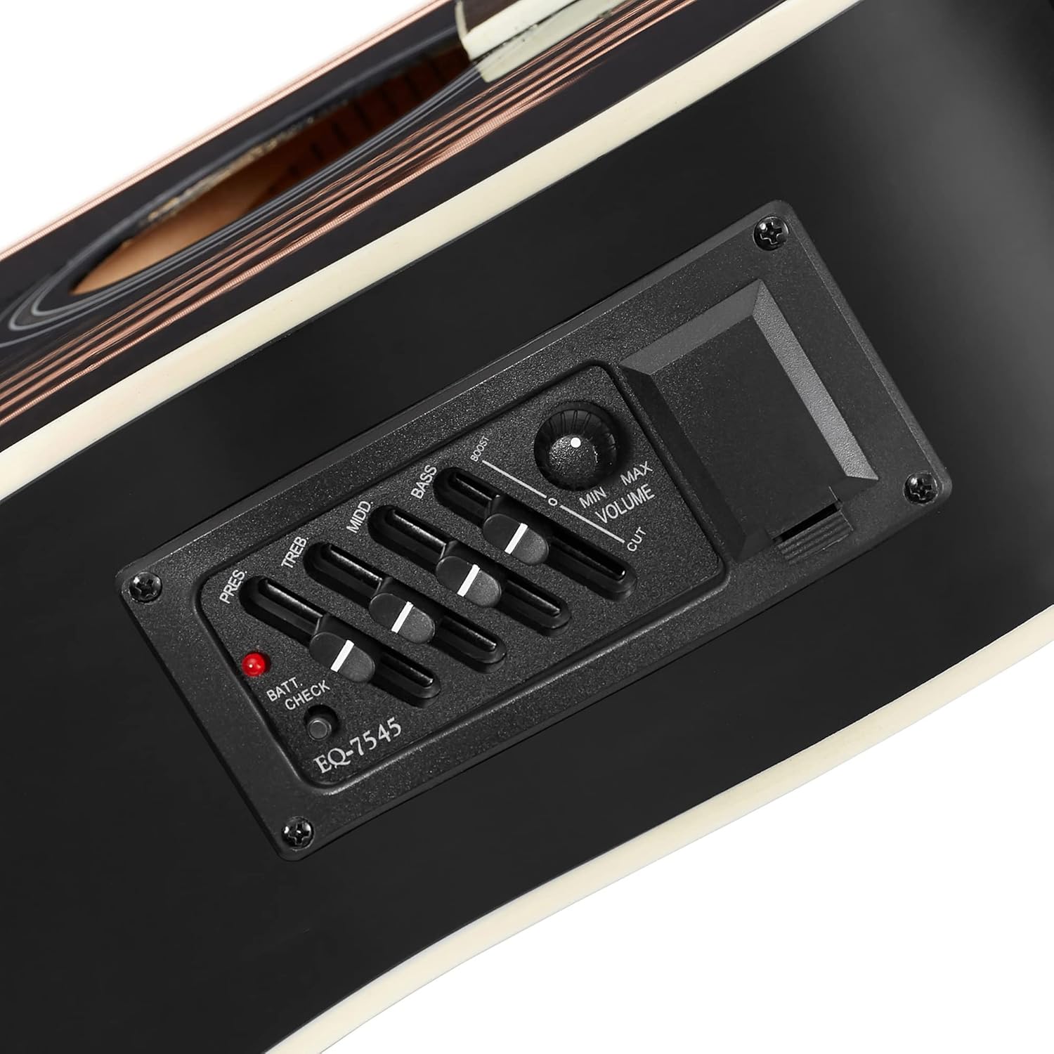 Ashthorpe Left Handed Full-Size Dreadnought Cutaway Acoustic Electric Guitar Package with 10 Watt Amp - Black