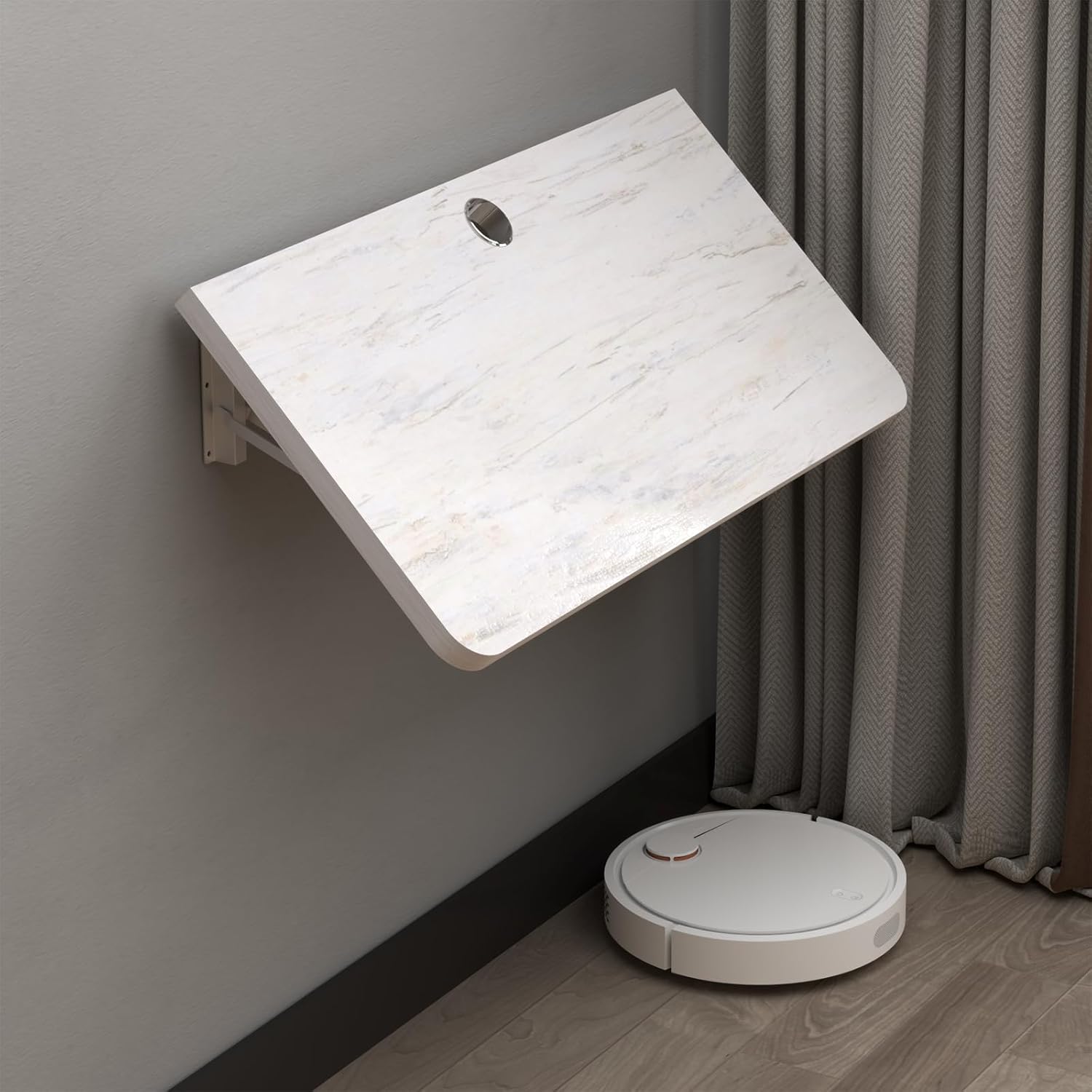 Pmnianhua Wall Mounted Desk,31'' Wall Mounted Drop Leaf Table,Drop Down Table,Folding Table,Fold Down Wall Desk,Floating Desk for Wall Laundry Room Bar Home Office Small Space(White)