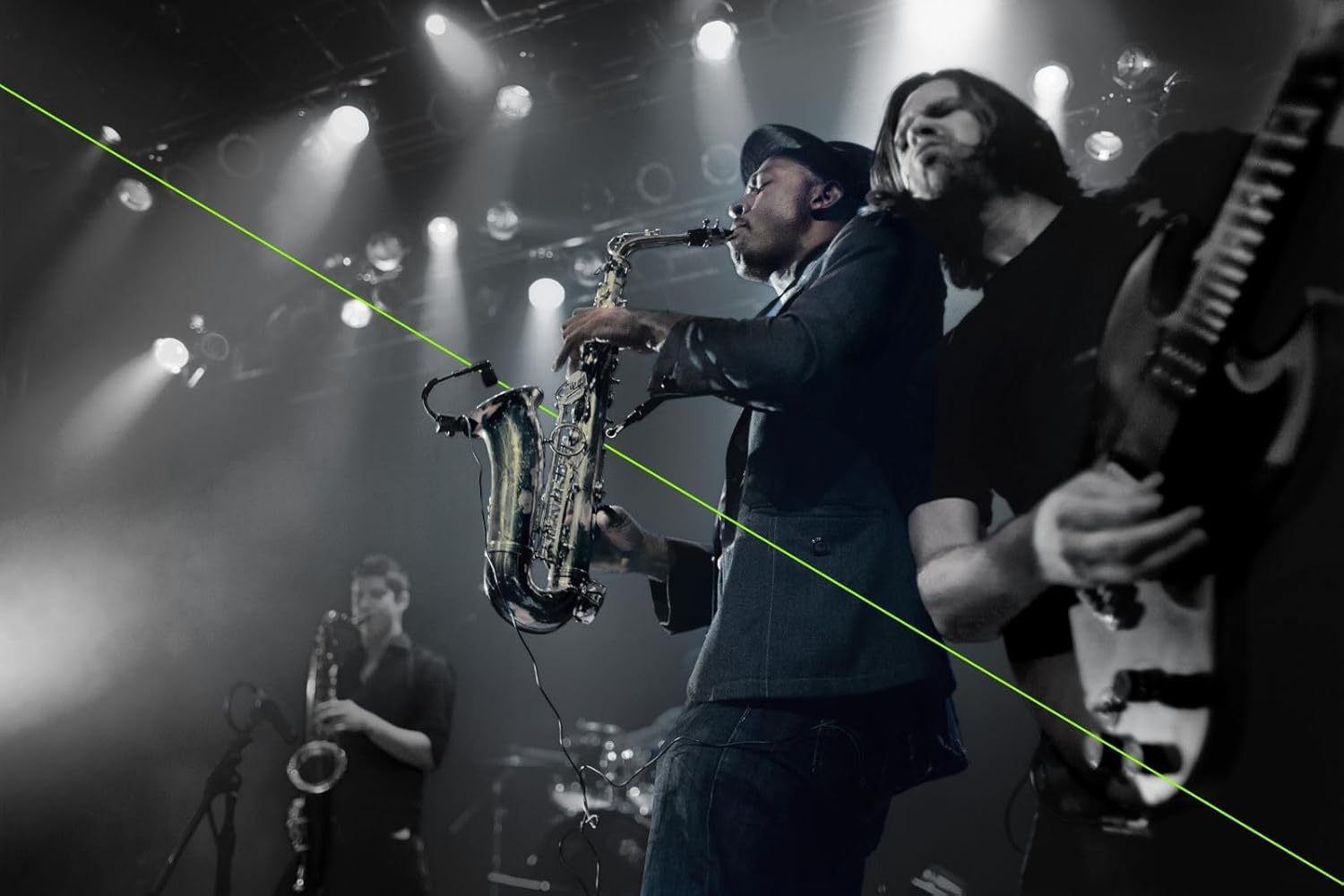 Generic 4 Channels UHF Saxophone Trumpet Wireless Wind Instrument Microphone System with 4 WB98H/C - Instrument Microphone Clip-on Condenser, 4 Beltpack Transmitter, Long Range 490ft, Black, 6400/B98