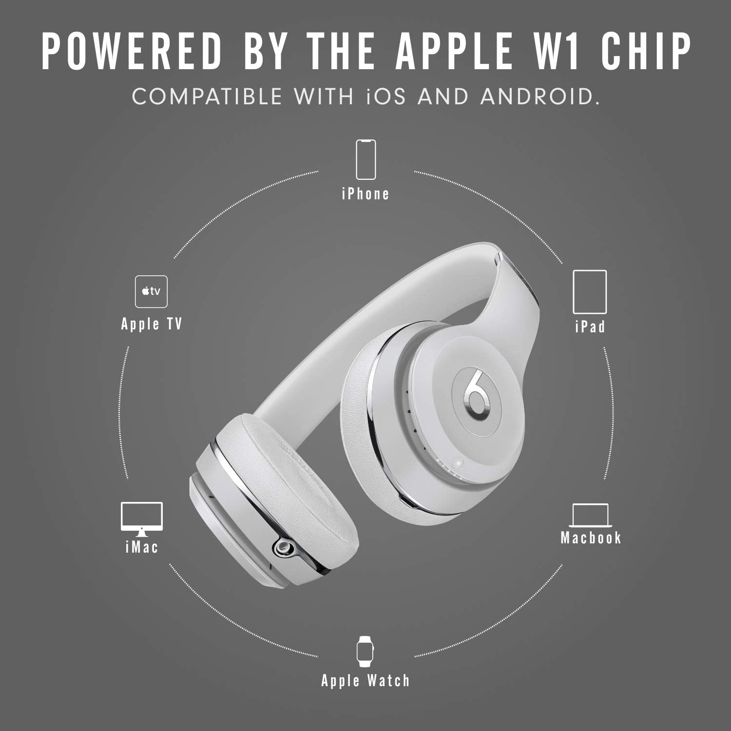 Beats Solo3 Wireless On-Ear Headphones - Apple W1 Headphone Chip, Class 1 Bluetooth, 40 Hours of Listening Time, Built-in Microphone - Satin Silver (Latest Model)